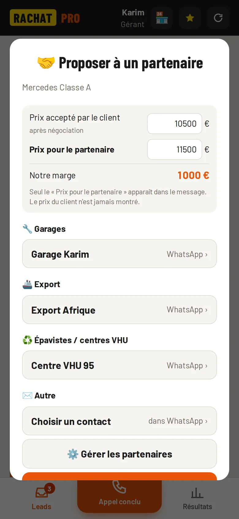 Envoyer une affaire à un partenaire