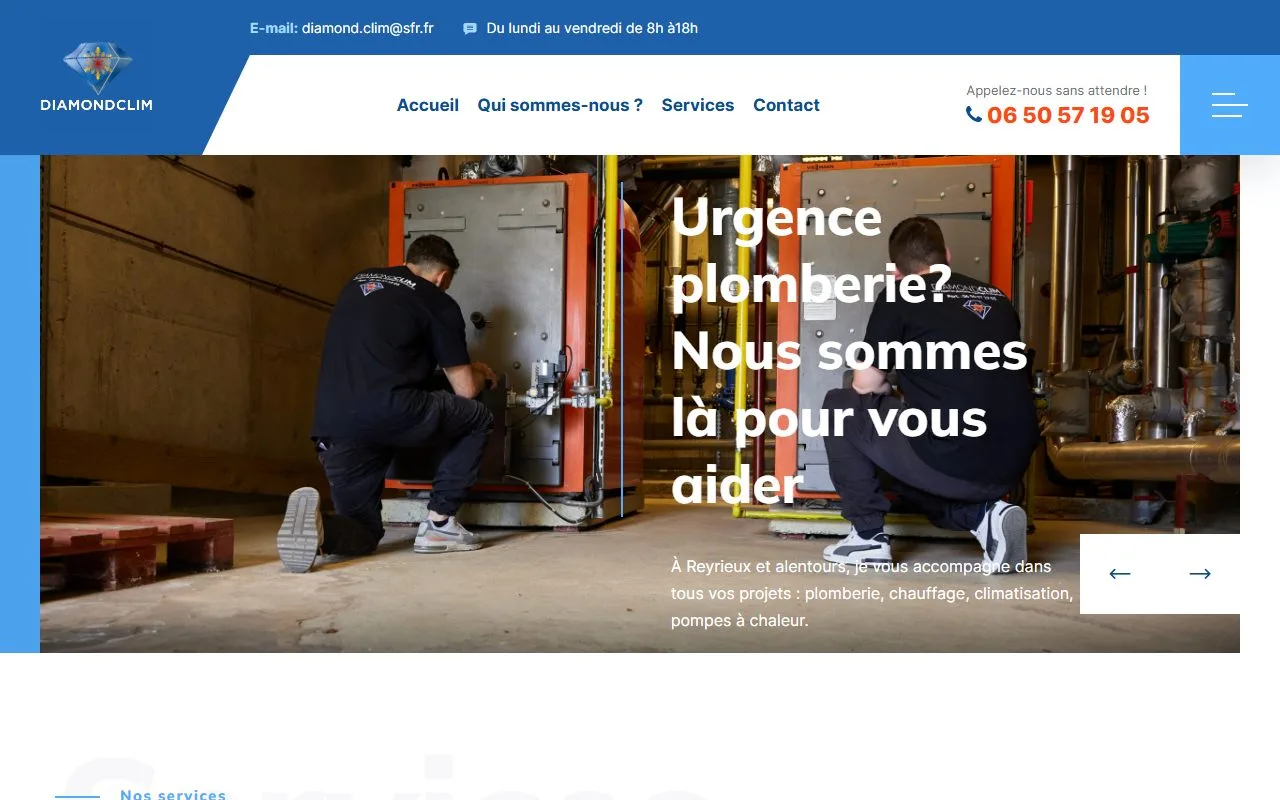 Page d’accueil du site Diamond Clim