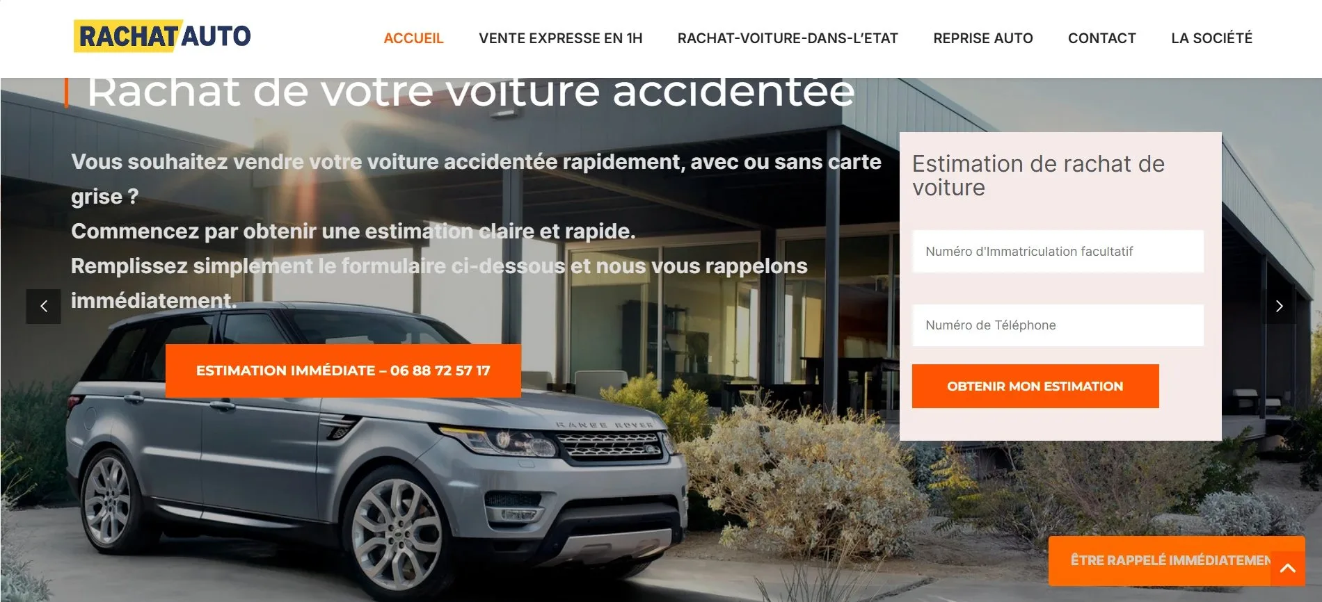 Aperçu du site Estimation Rachat Voiture