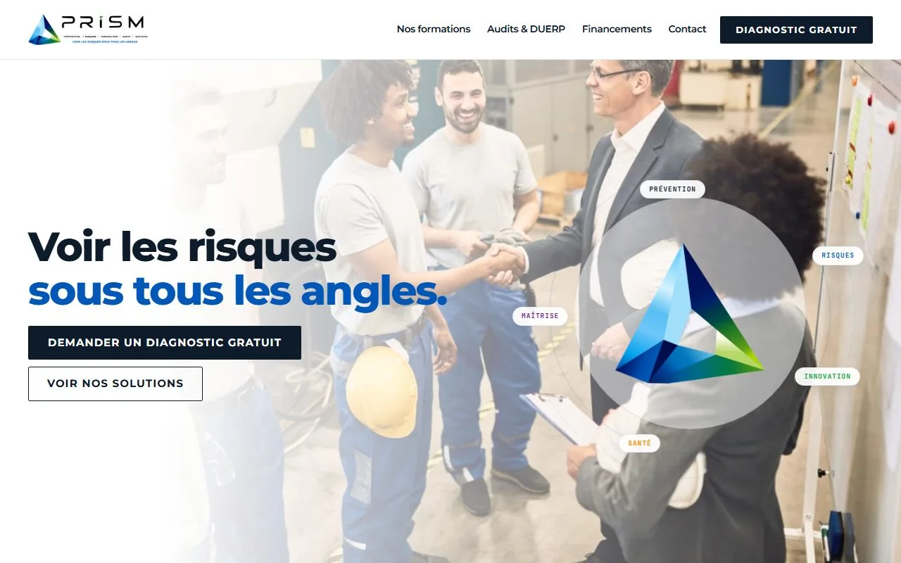 Page d’accueil du site Prism Formation